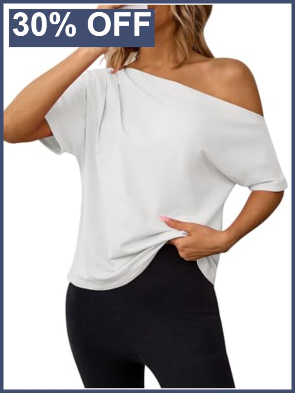 Off Shoulder Cotton Spandex Short Sleeve Tee Women's Summer